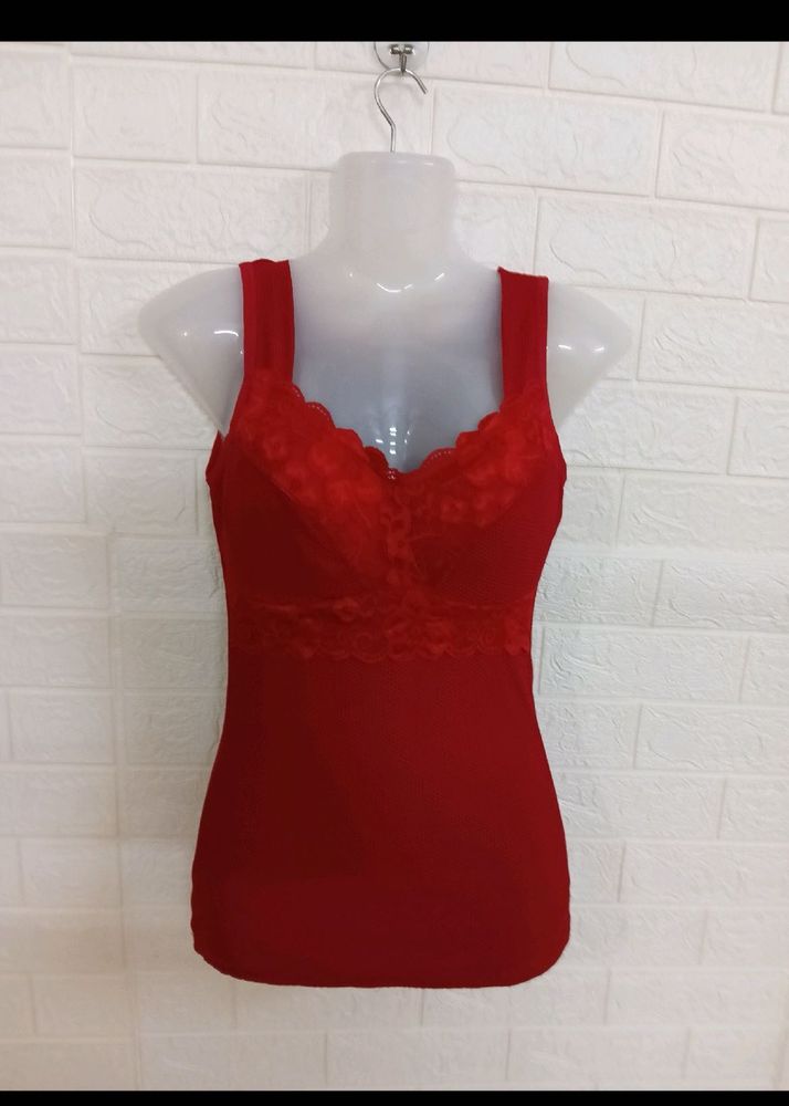 Red Lace Trim corset padded top