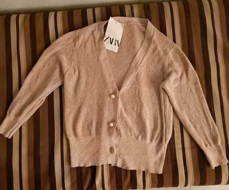 Zara Knit Cardigan with Pearl Button