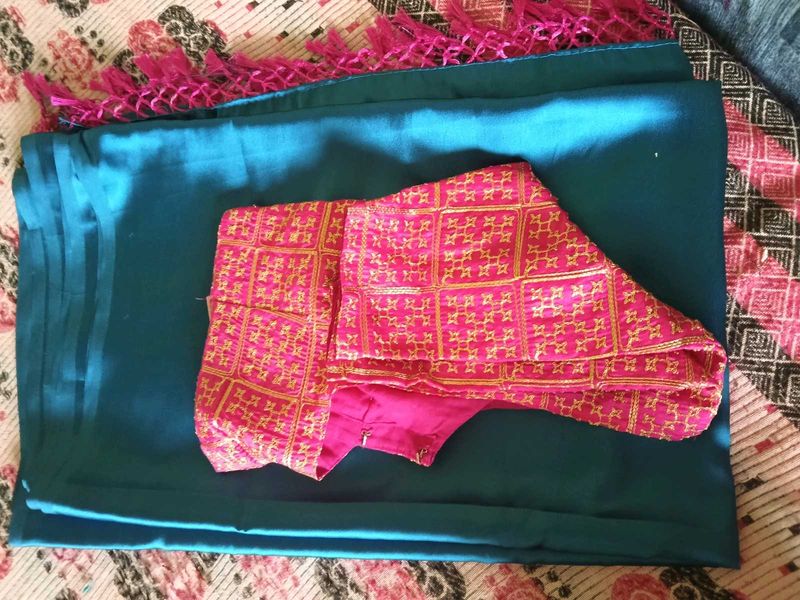 Teal Saree with Pink Blouse