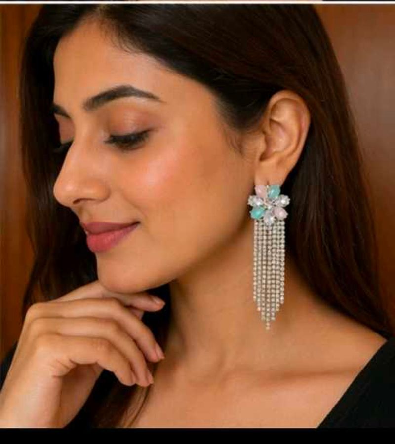 Stunning Crystal Flower Drop Earrings
