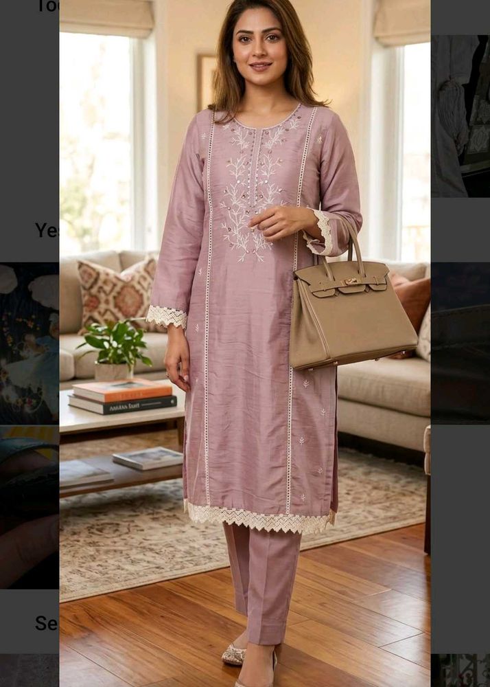Elegant Embroidered Kurta with Pants