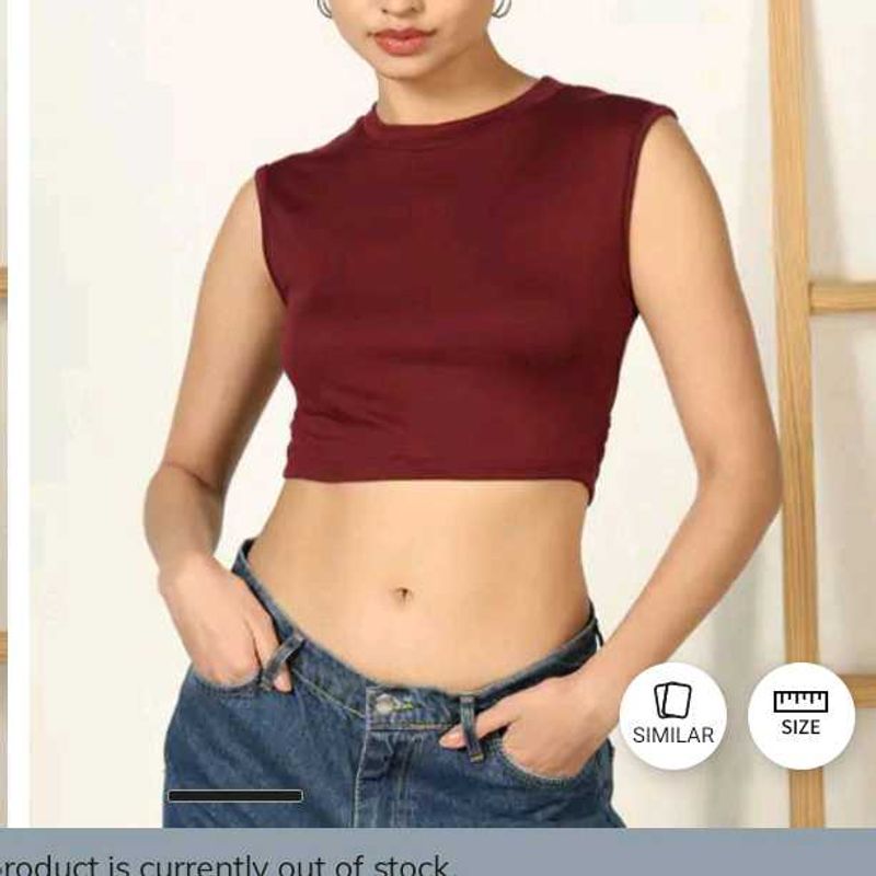 M size Maroon Crop Top - Sleeveless backless Style