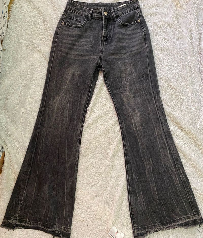 Y2K Flared Grey Wash Jeans