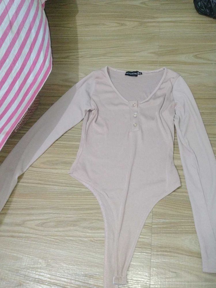 PrettyLittleThing Pink Henley Bodysuit
