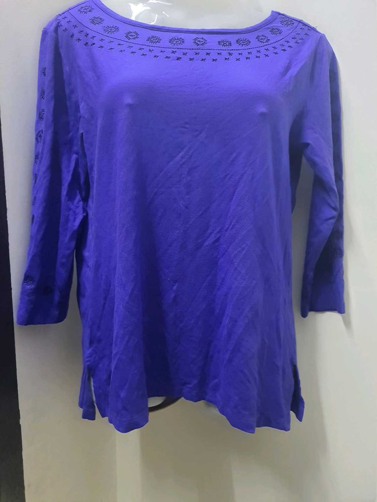 Blue Tunic Top with Embroidered Details