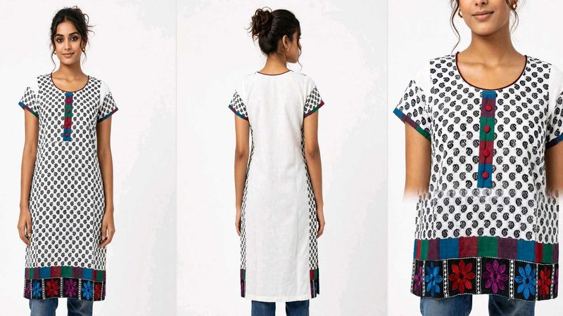 Chanderi Paisley Kurti with Packed Cotton Lining (