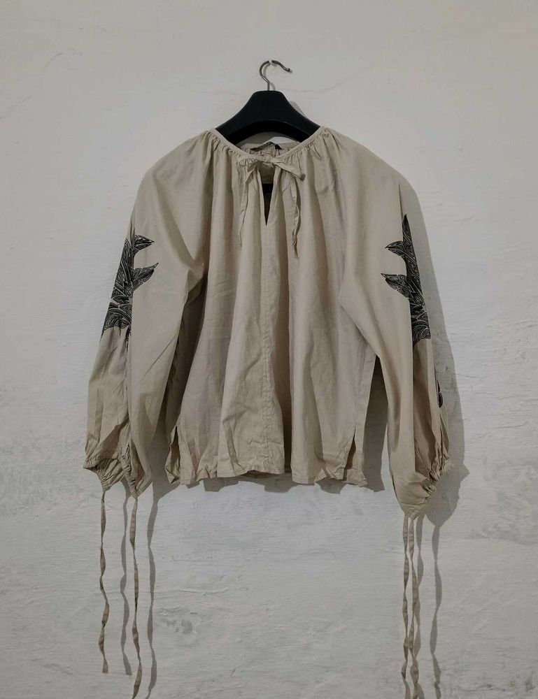 Boho Embroidered Cotton Tunic Top