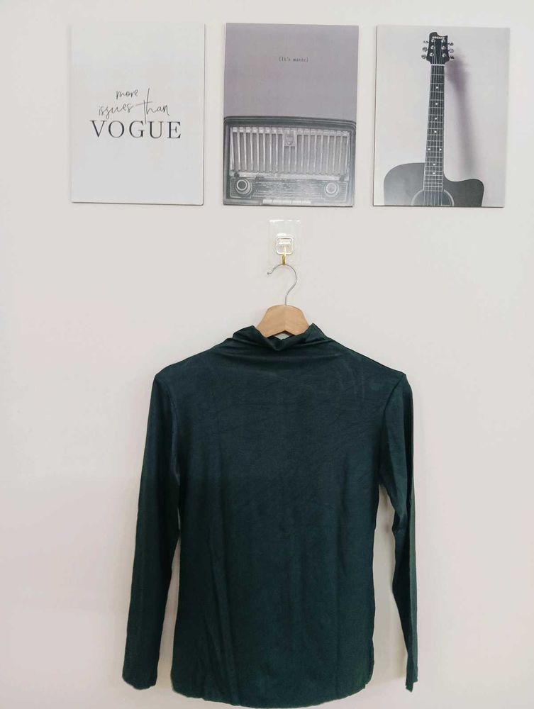 Dark Green Turtleneck Top