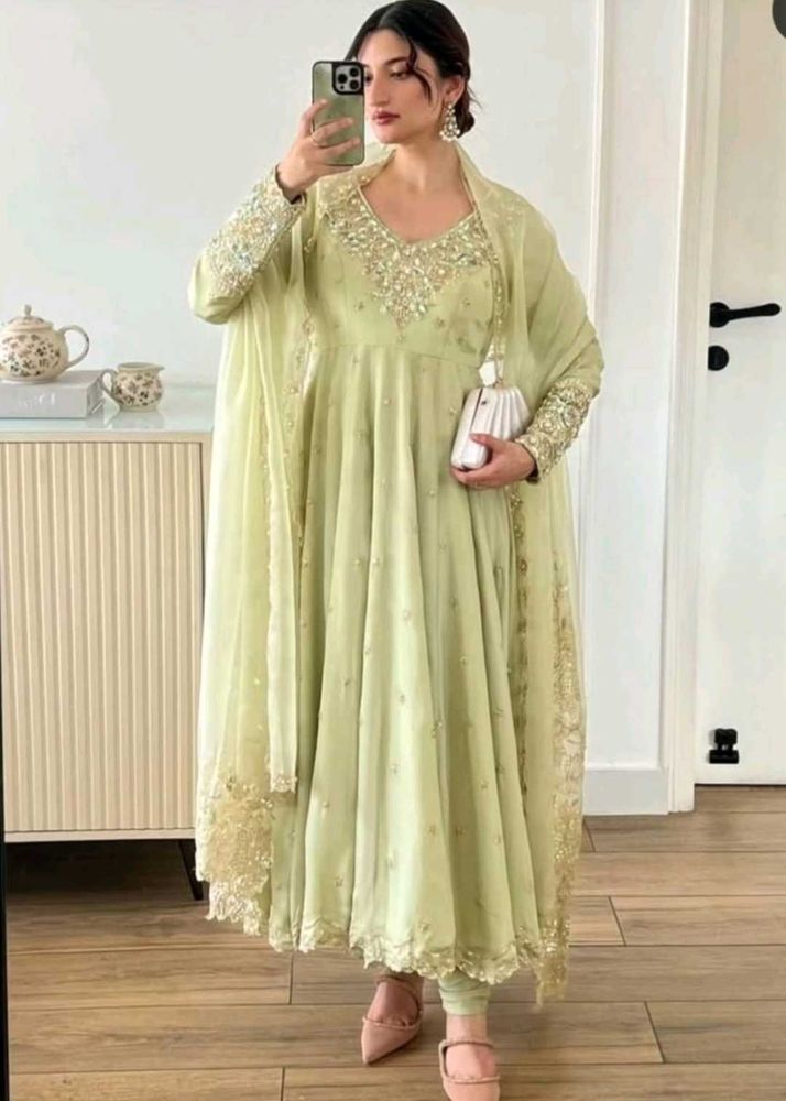 Elegant Light Green Anarkali Suit