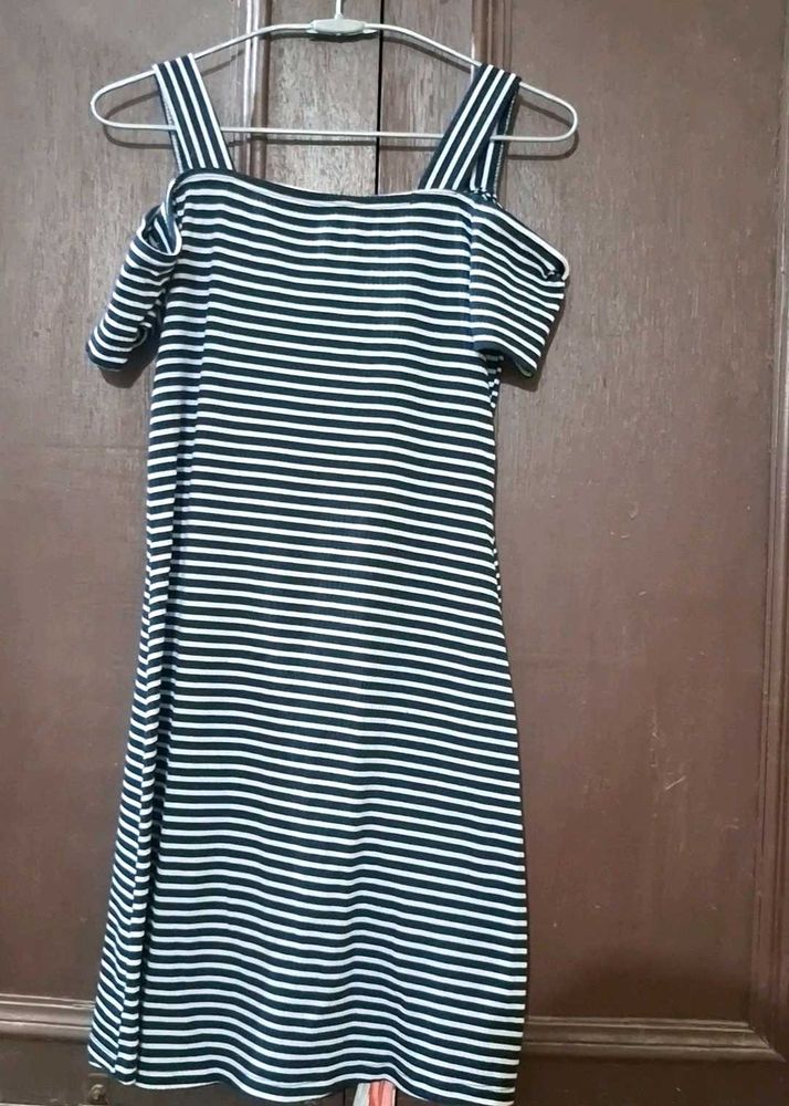 Striped Cold Shoulder Dress