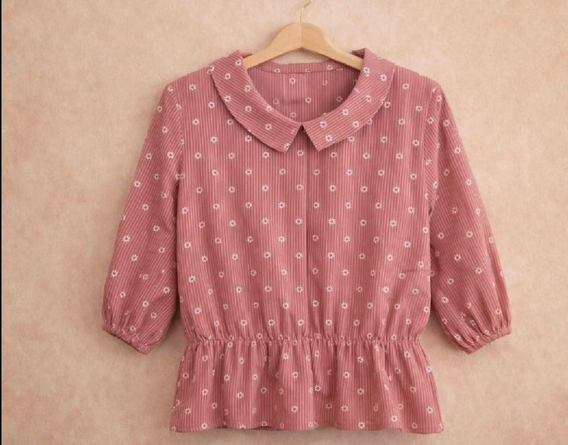 Pink Floral Peplum Top