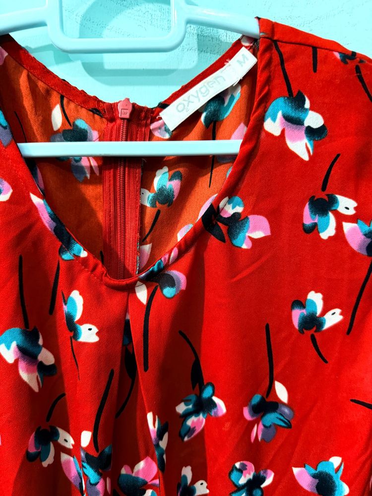 Red Floral Print Dress