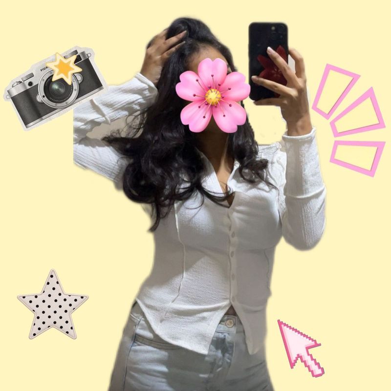 White Ruffled Button-Up Shirt