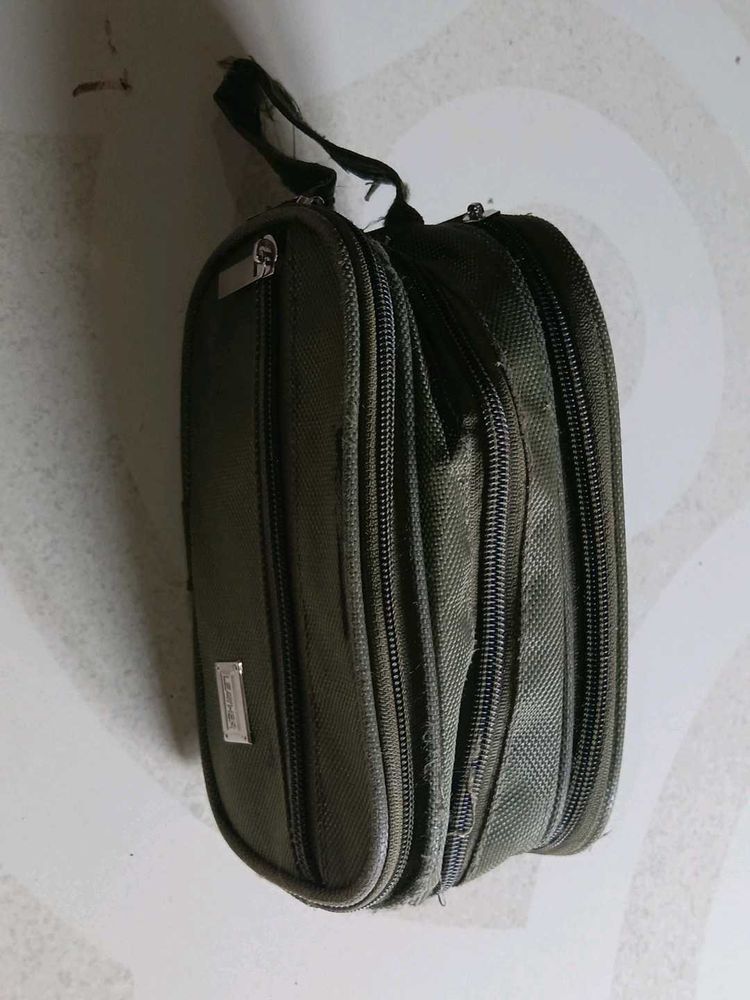 Olive Green Multi-Compartment Pouch Bag