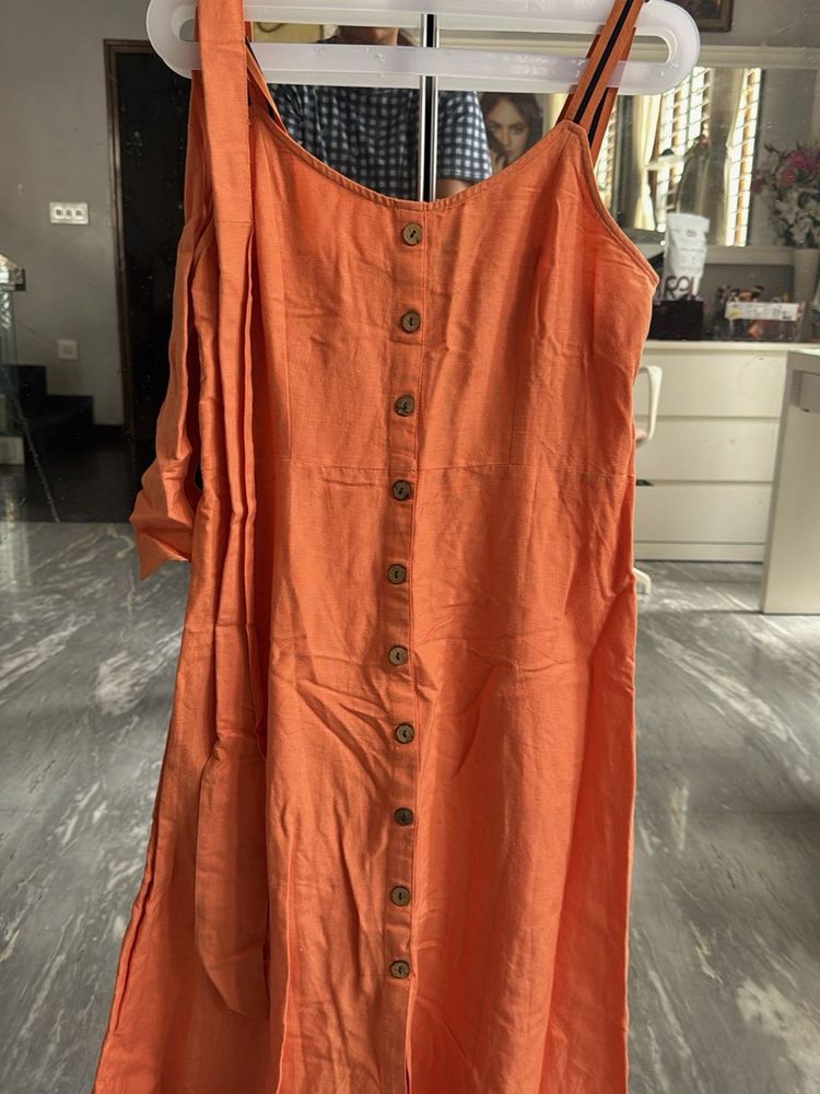 Orange Button-Down Summer Dress