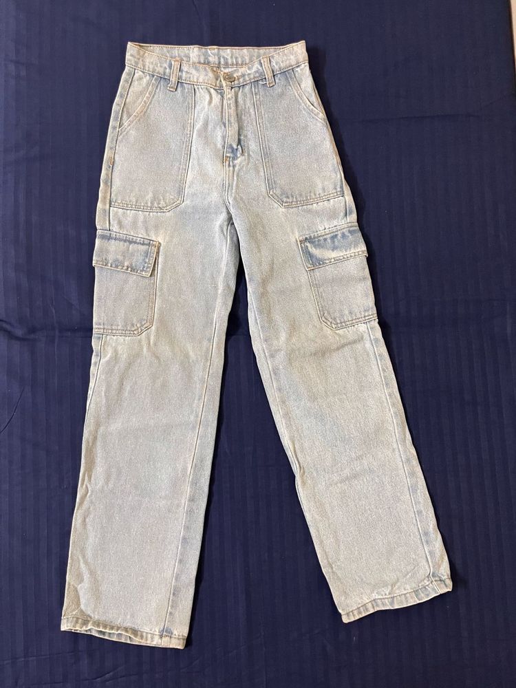 Light Wash Cargo Jeans