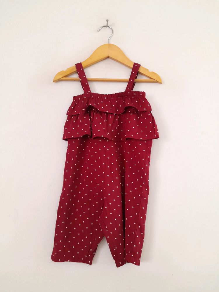 Maroon Printed Jumpsuit (Girl's)