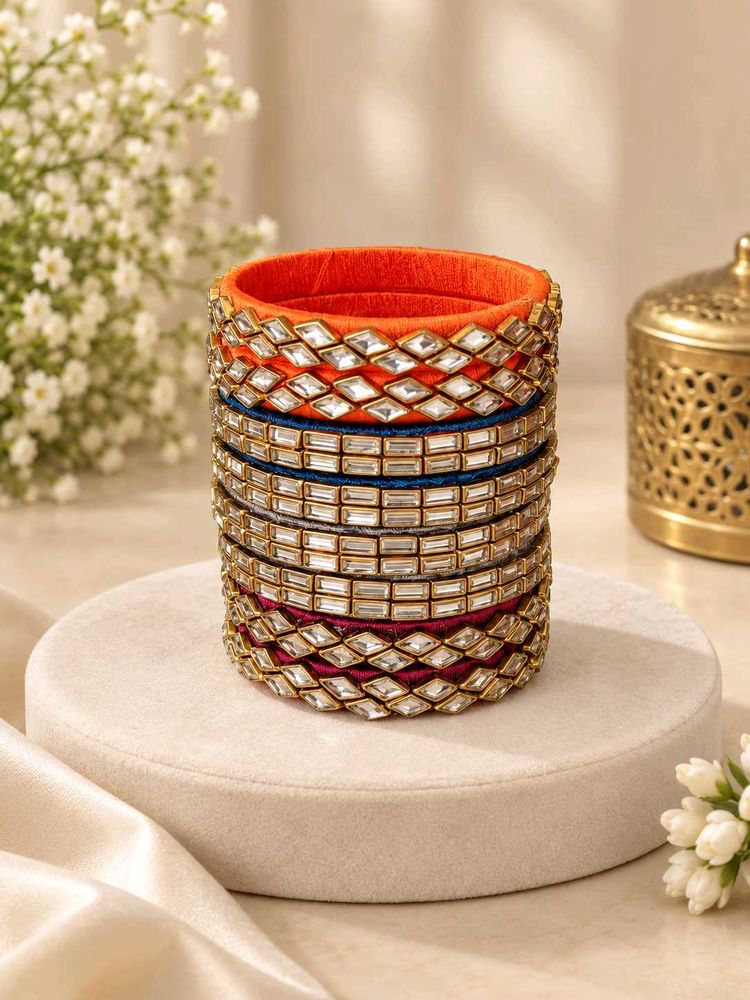 Set of Embellished Silk Thread Bangles
