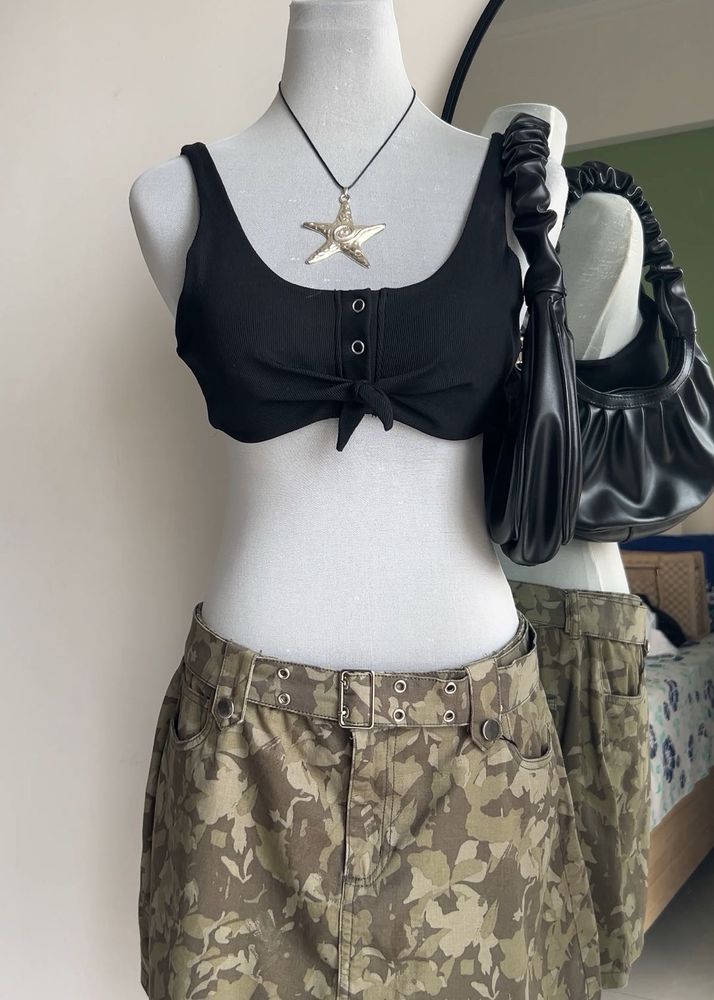 Rare Find Button-Up Tie Bikini Top