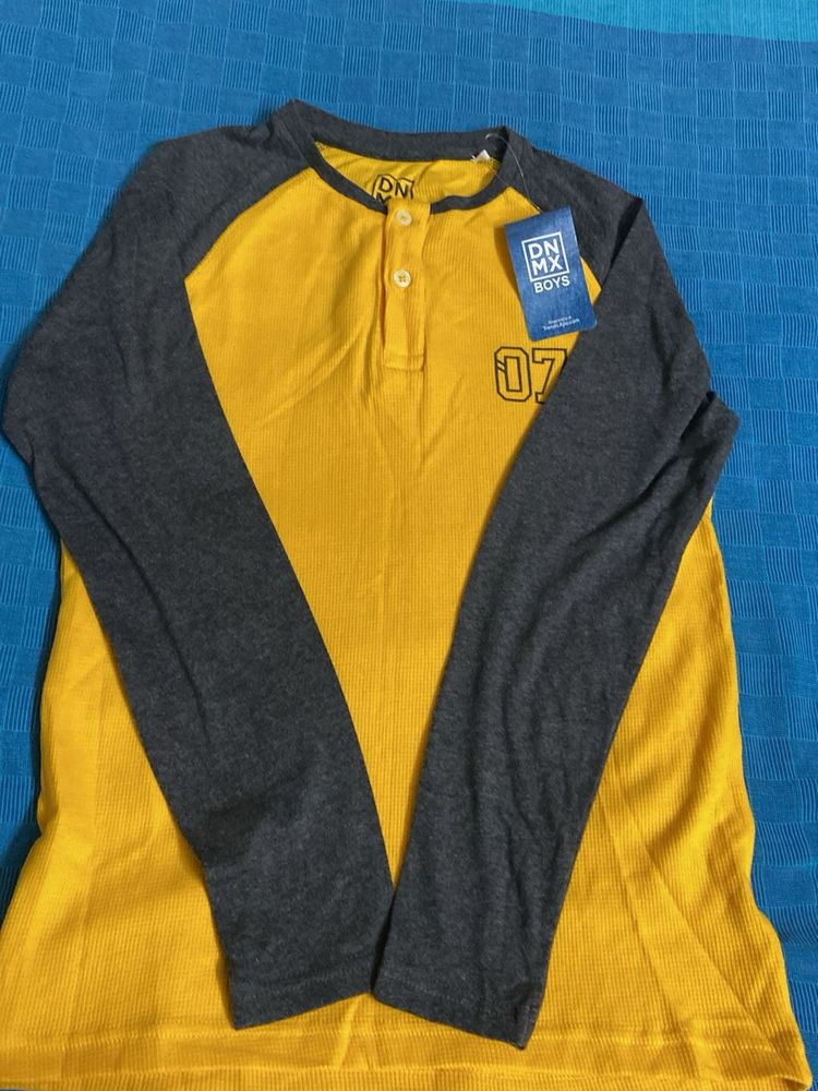 Boys Yellow &amp; Grey Raglan T-Shirt