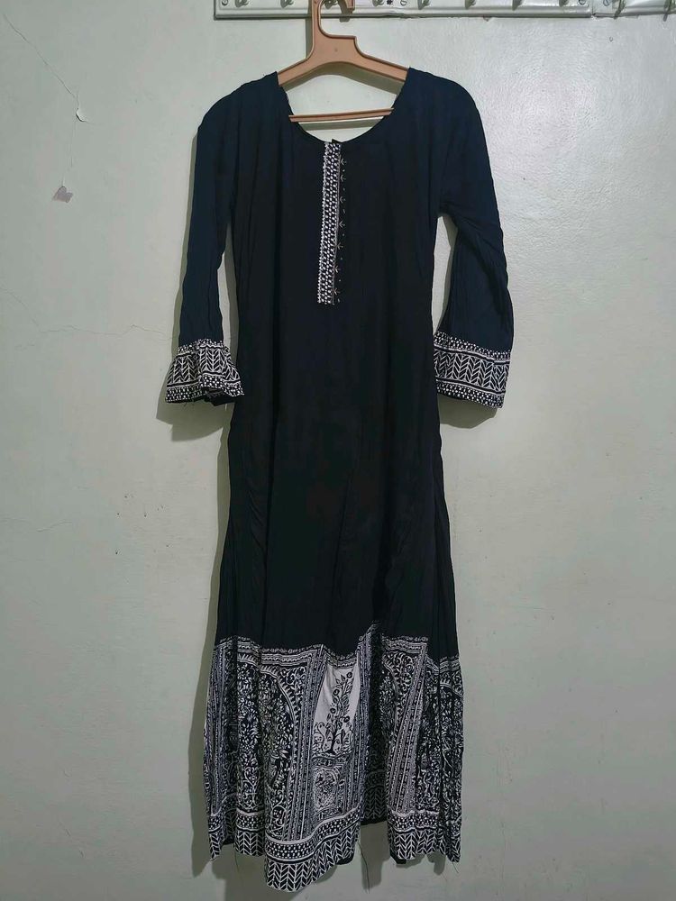 Black Cotton Warli Anarkali | Festive &amp; Navratri W