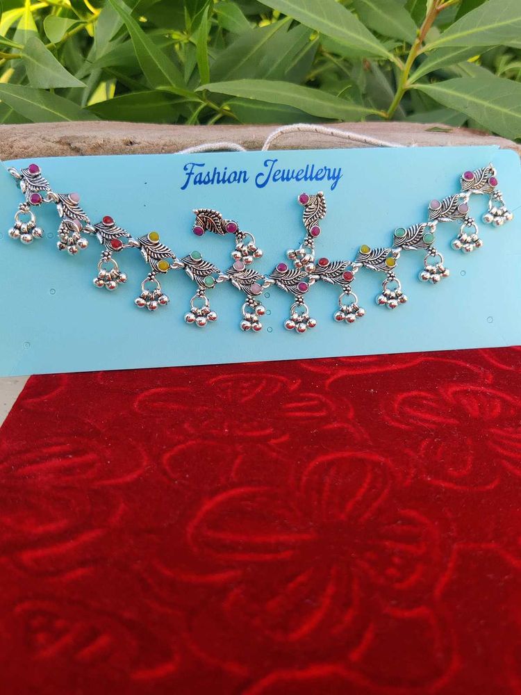 Bohemian Style Oxidized Silver Necklace Set