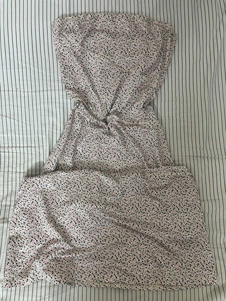 Floral Print Strapless Maxi Dress