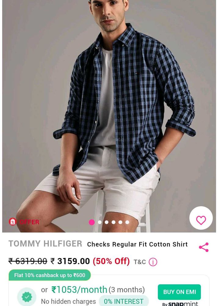 NEW TOMMY HILFIGER Checks Regular Fit Cotton Shirt
