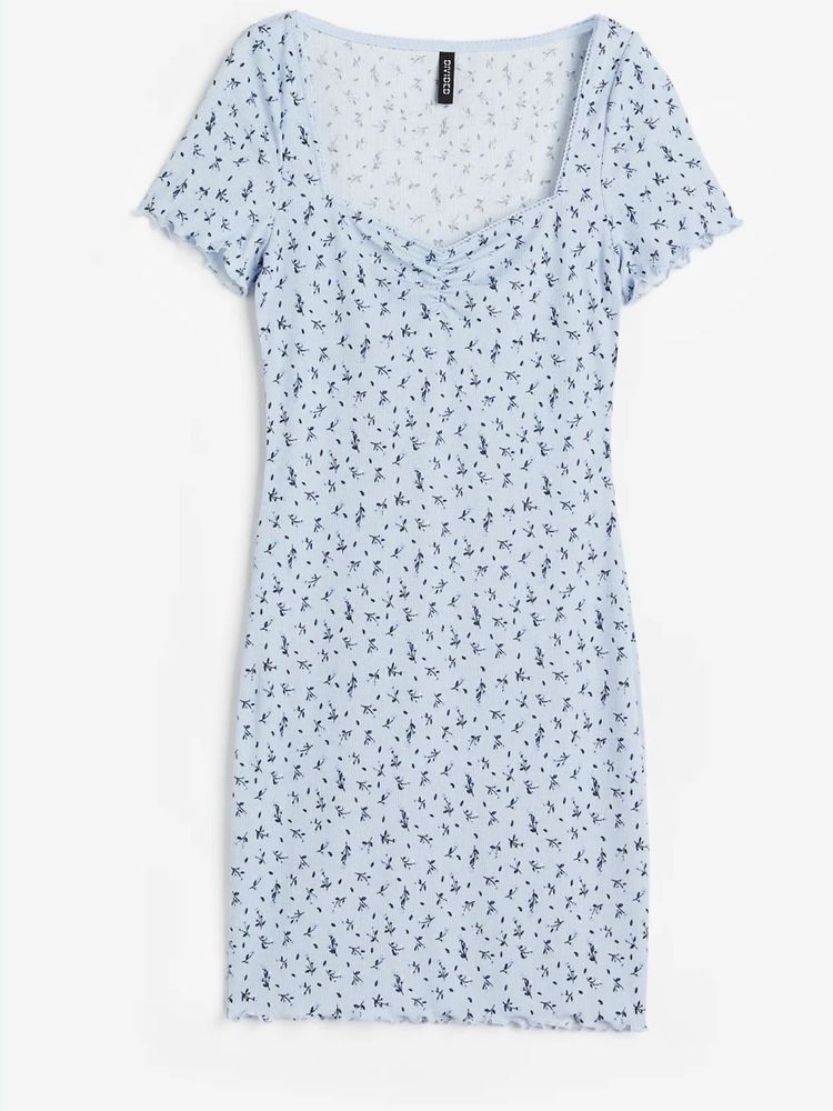 Light Blue Floral Print Mini Dress