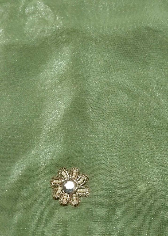 Elegant Green Saree with Embellishment