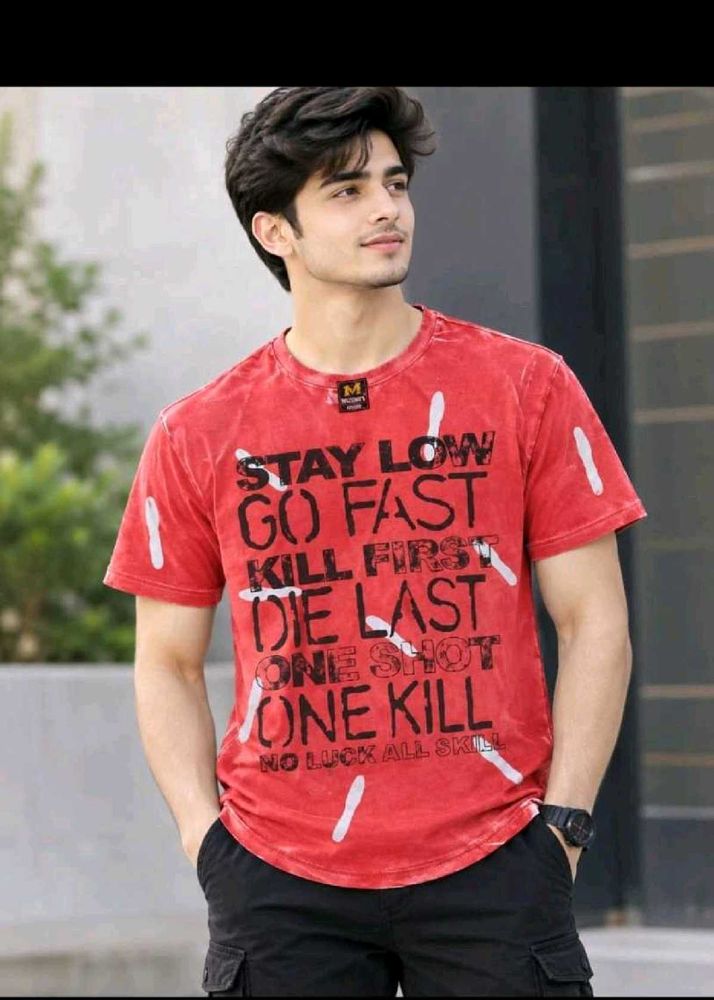 Men's Graphic Print Red T-Shirt