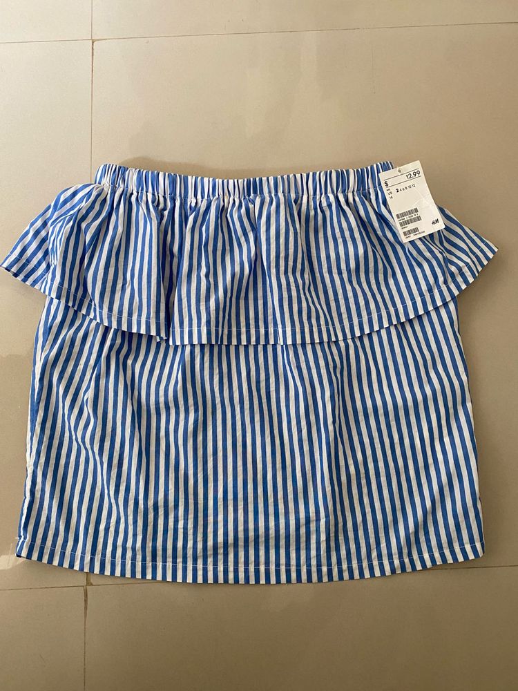 Blue &amp; White Striped Off-Shoulder Top