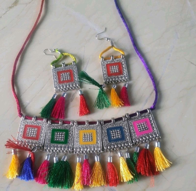 Boho Tassel Necklace &amp; Earring Set
