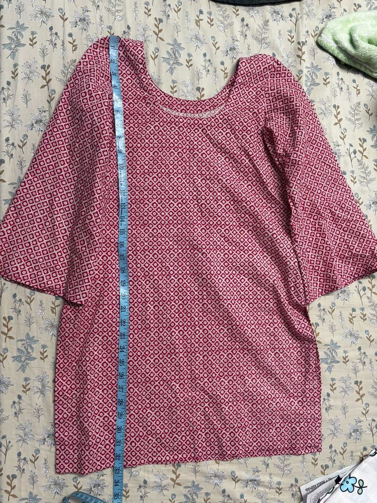Pink Geometric Print Kurta