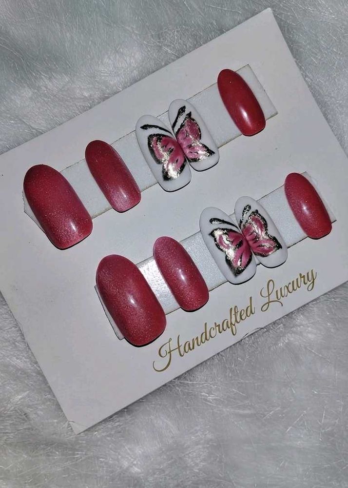 Handcrafted Butterfly Press-On Nails