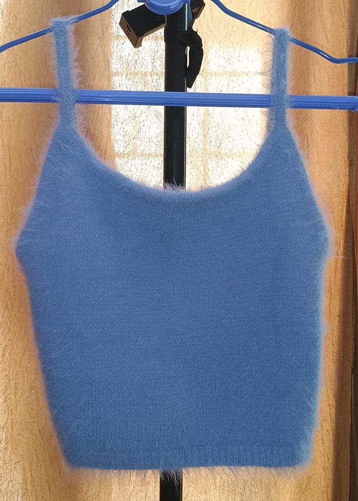 Cropped Tank Blue Knit Brand New @lowestprice