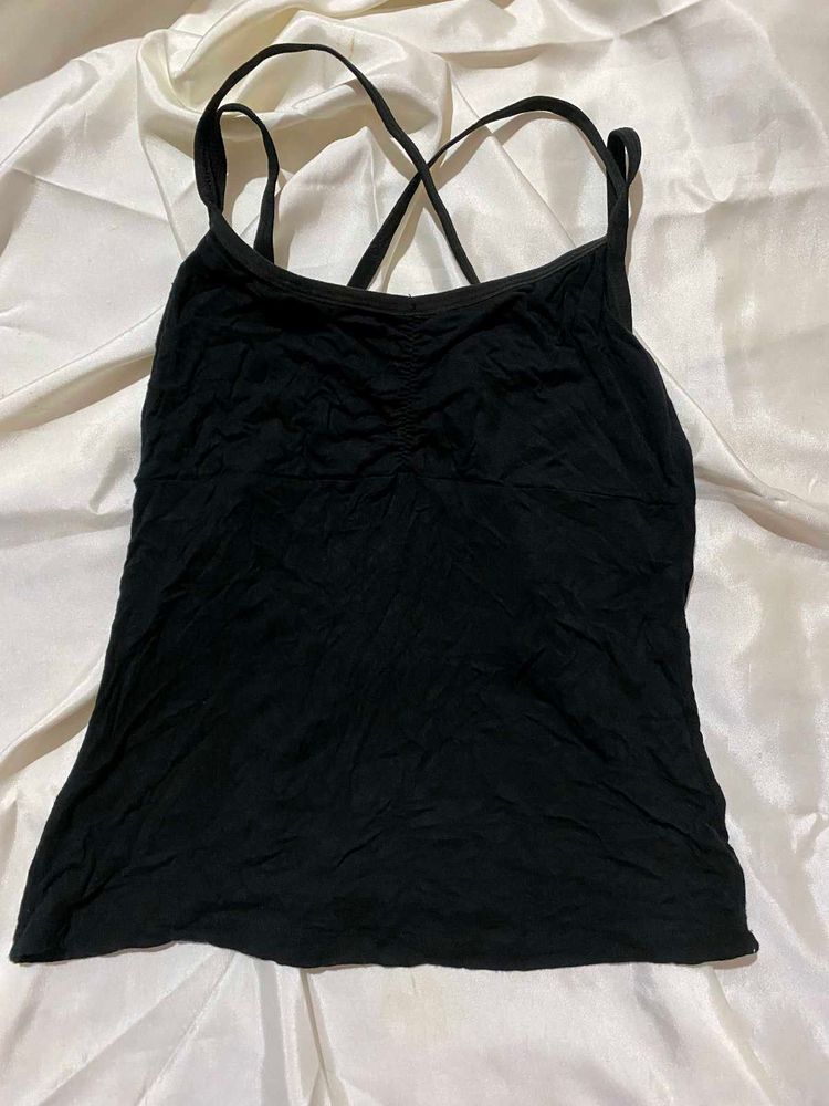 Black Criss-Cross Camisole Top
