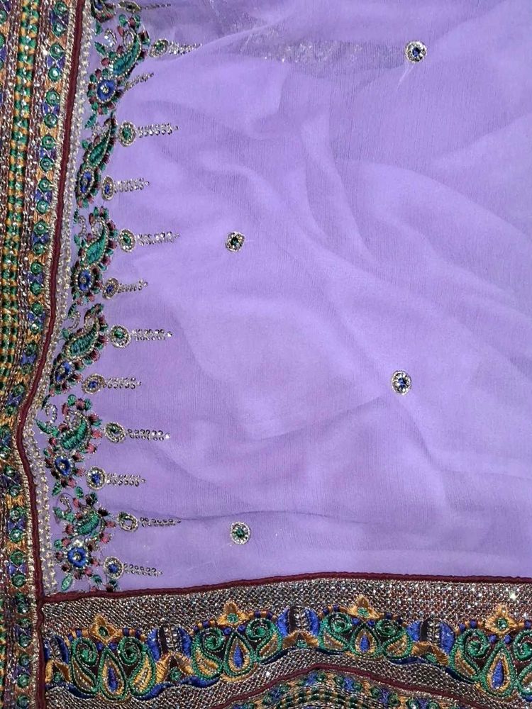 Stunning Lavender Embroidered Saree