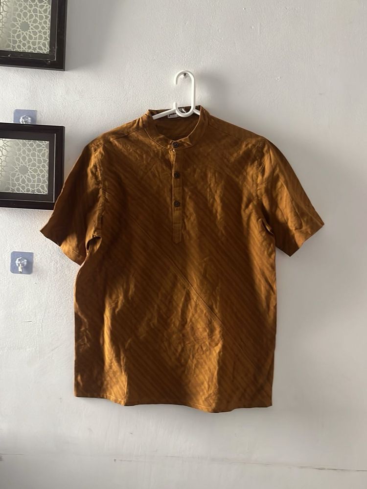 Men's Brown Striped Kurta