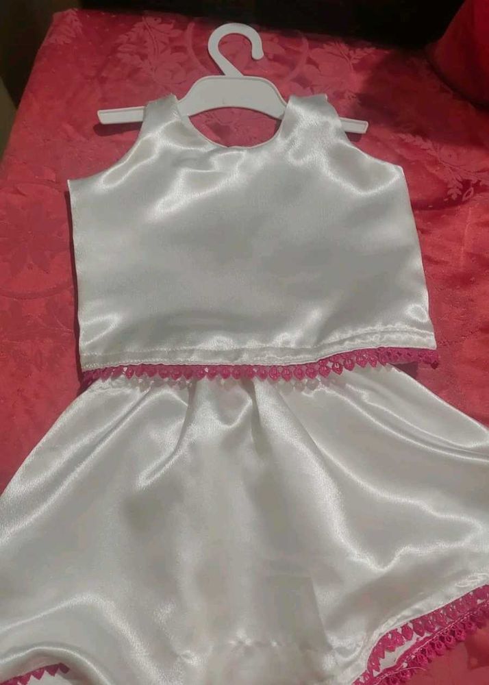 Satin skirt set cotton linen