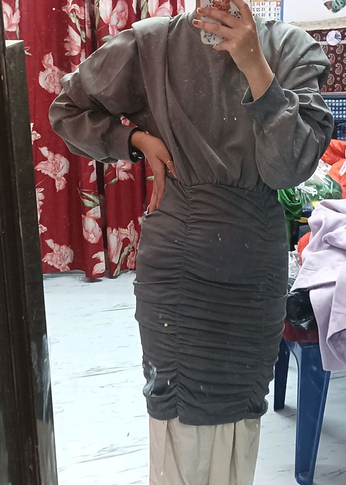 Bodycon Puffer Sleeves Dress New
