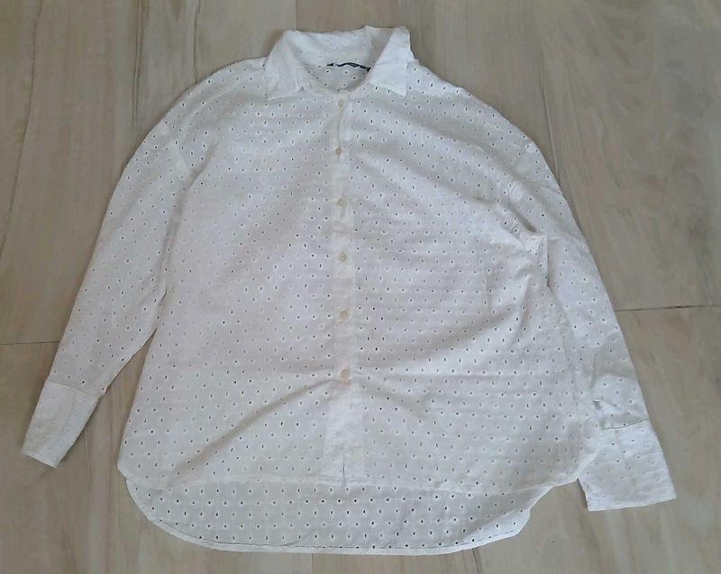 Chic White Broderie Anglaise Shirt