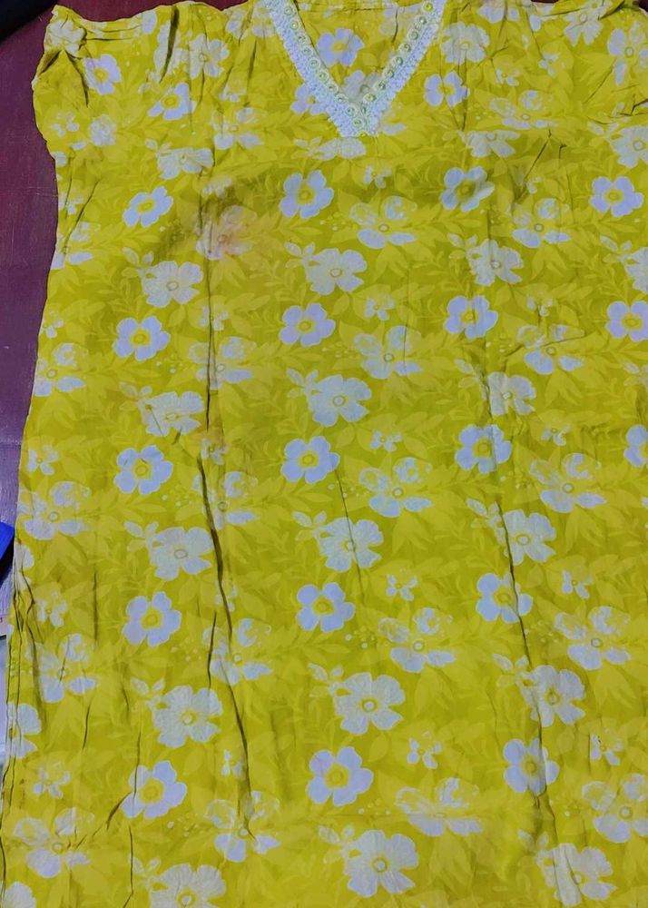Vibrant Yellow Floral Kurta