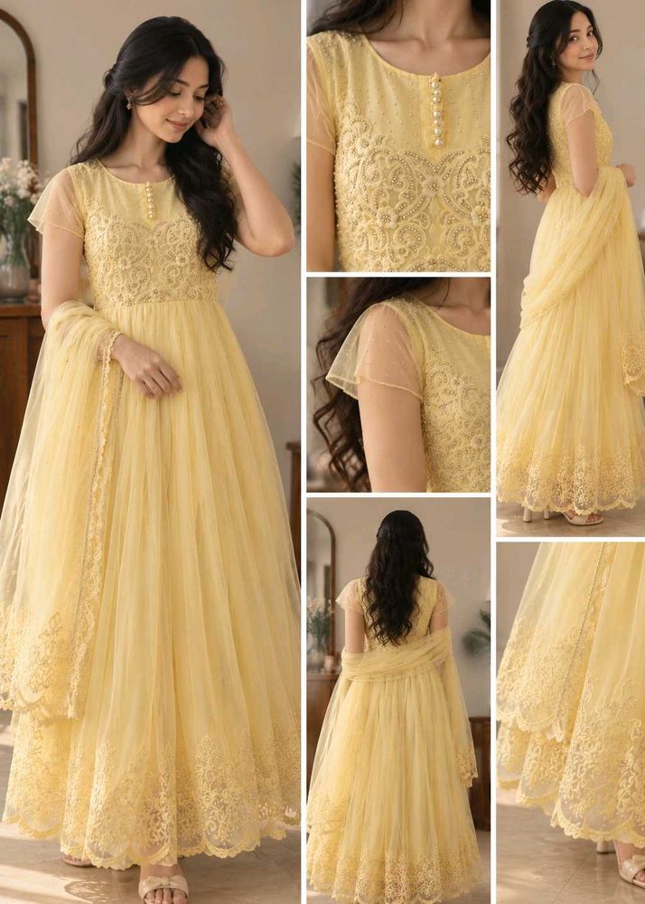 Beautiful Yellow Net Gown