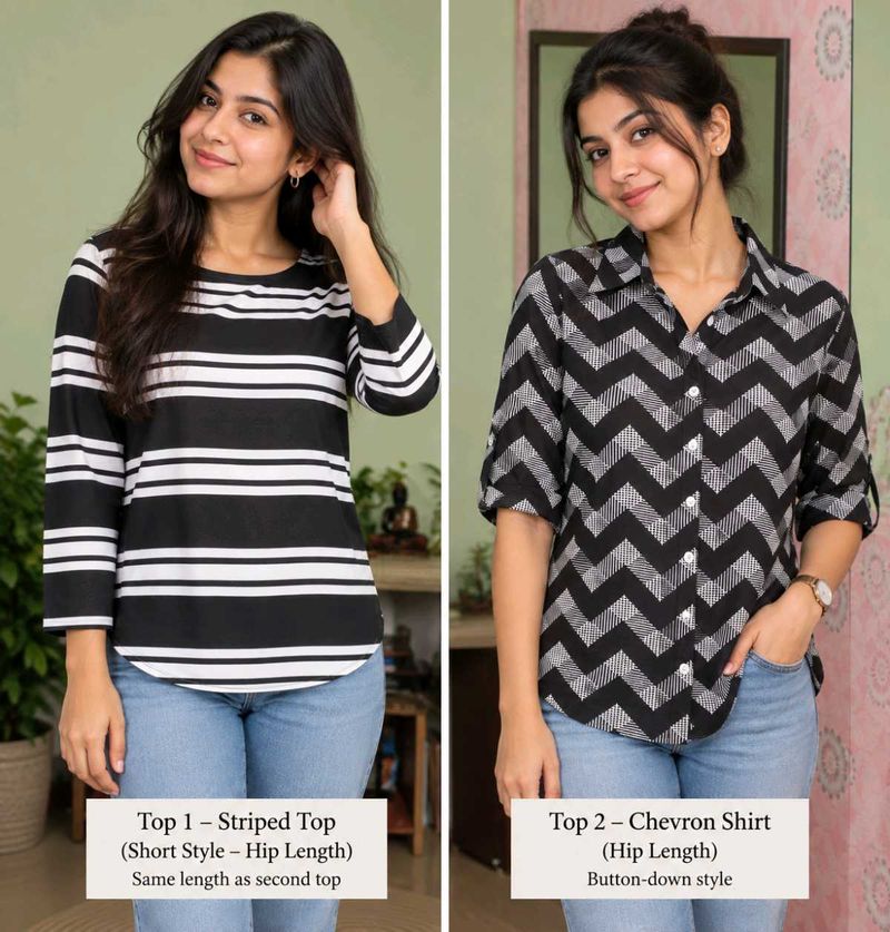 COMBO Stylish Striped &amp; Chevron Tops
