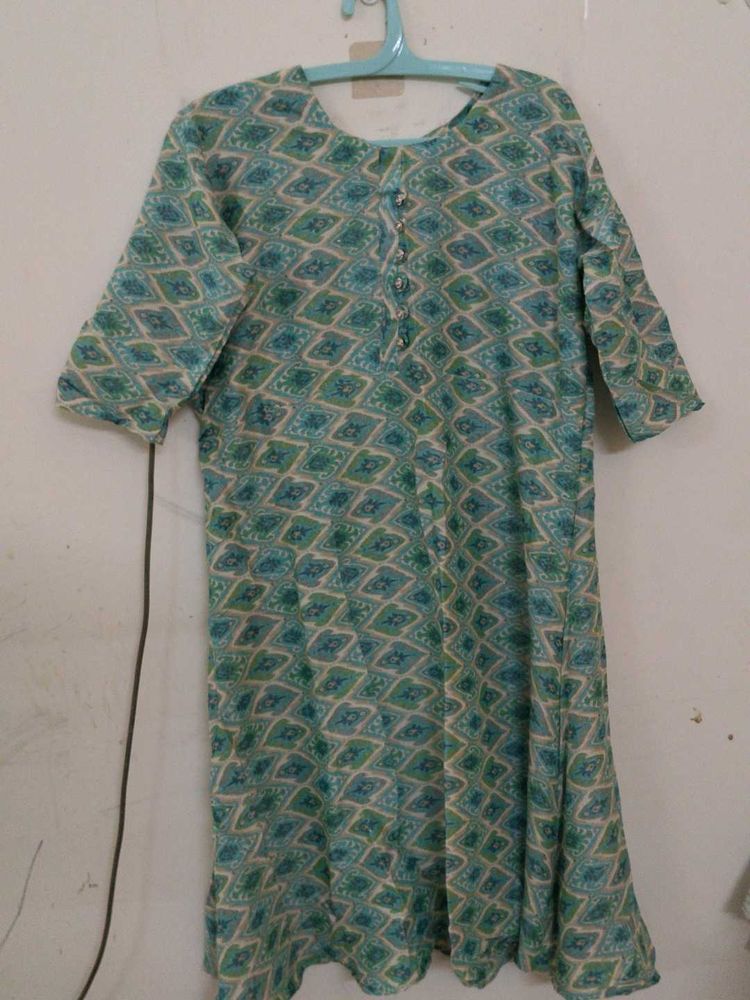 offer!!   Bluish green Diamond Print Kurta