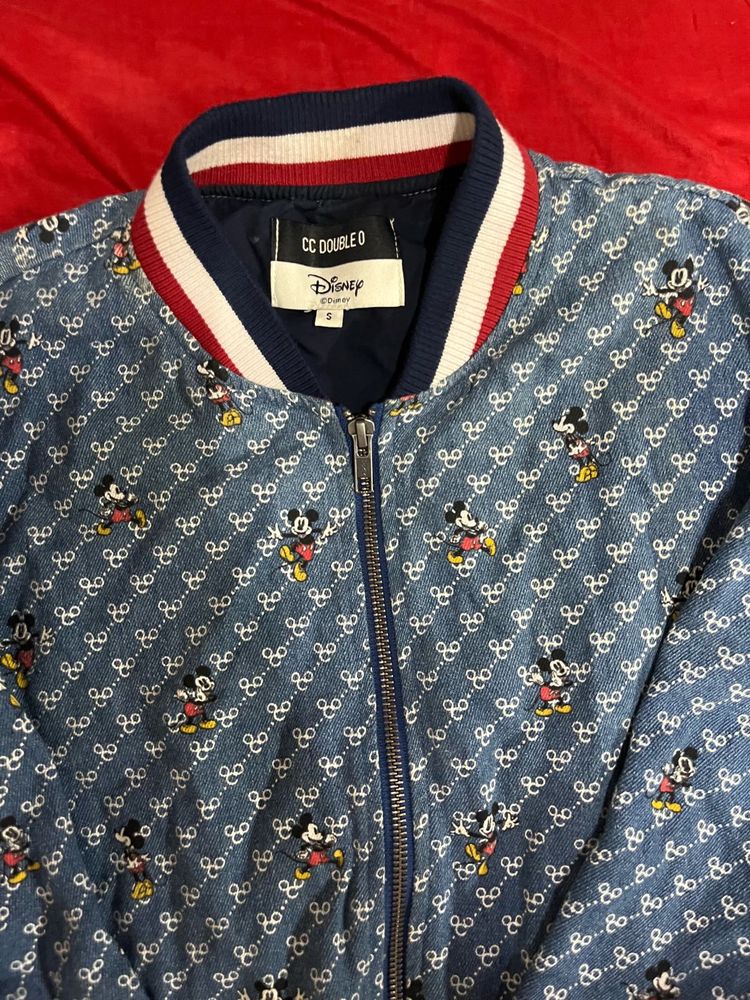 Disney Mickey Mouse Denim Bomber Jacket