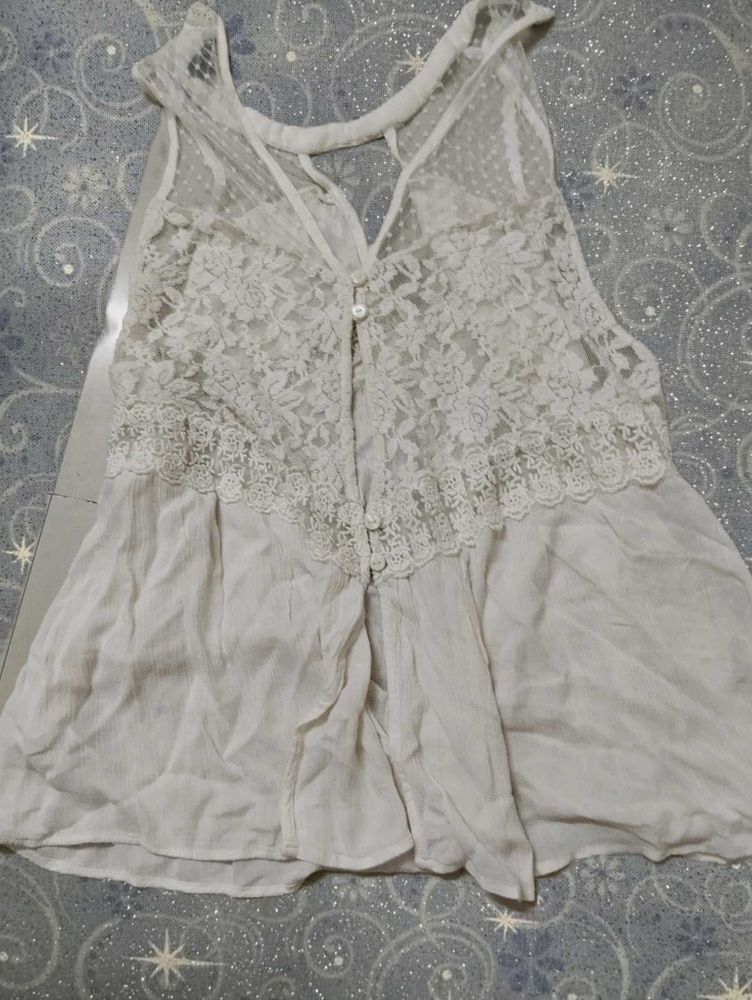 White Lace Overlay Top