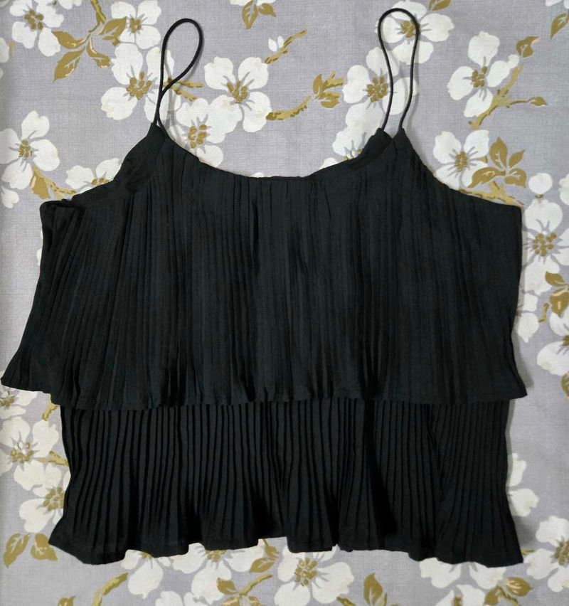 Black Pleated Camisole Top