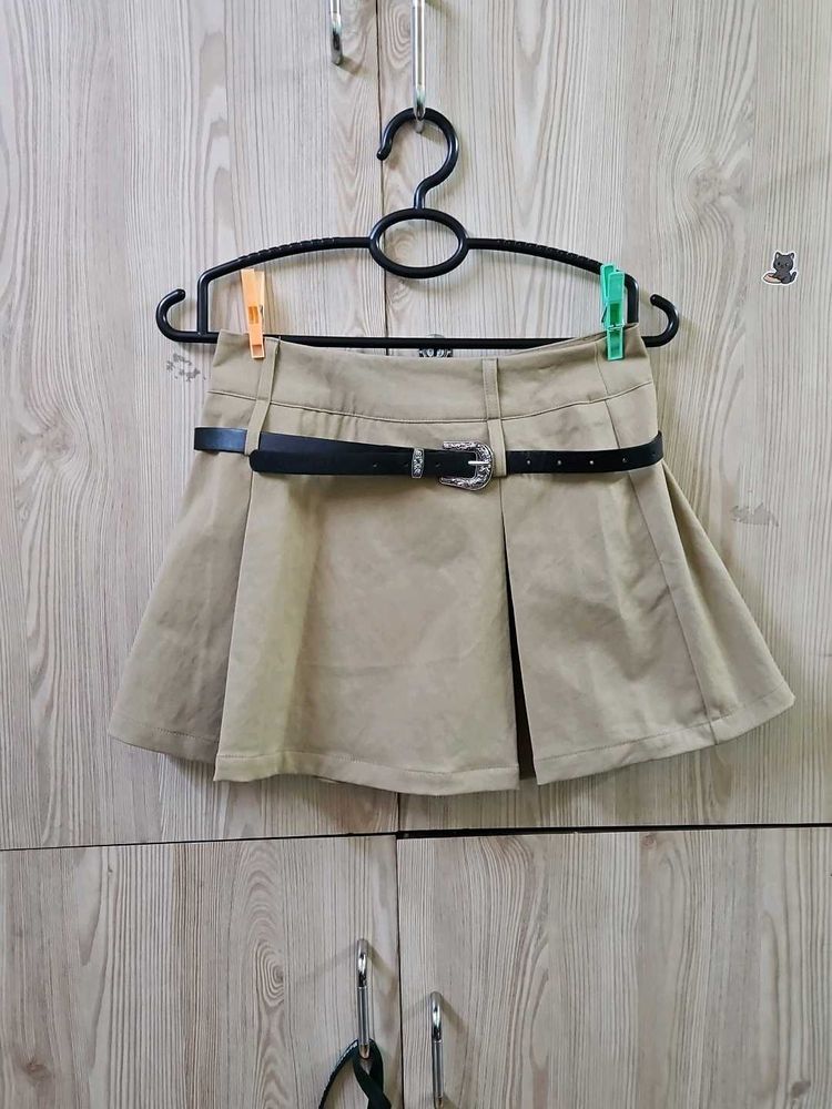 Savana Pleated Mini Skirt with Belt
